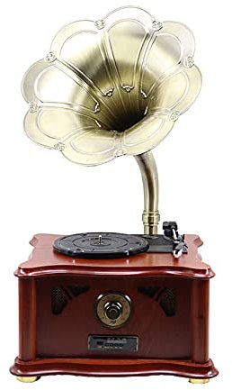 Aioneer Tocadiscos Fonógrafo Retro Trompeta Tocadiscos Antiguo Sala De Estar De Madera Maciza Europea