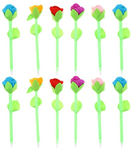 STOBOK Set Di 12 Penne A Sfera A Forma Di Fiore in Materiale Morbido E Peluche Per Ufficio Con Penna A Forma Di Rosa Design Creativo Per Larredamento Della Scrivania