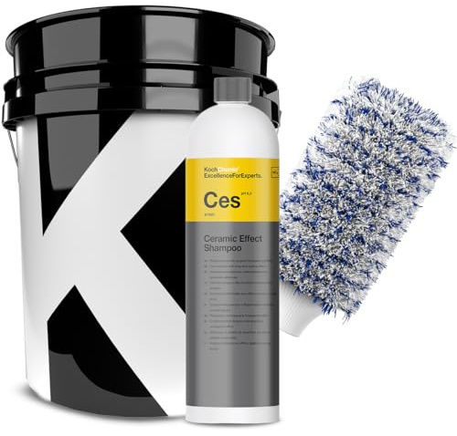 wortek Autowäsche Set aus Koch Chemie Ceramic Effect Shampoo Ces Waschset Koch Chemie Wascheimer Waschhandschuh Perfekte Autowäsche Autoshampoo Wäsche