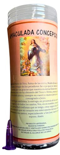Velón de Inmaculada de Concepción para Protección, Bienestar Familiar y Conceder Deseos | Velón de Petición con Aceite Litúrgico y Oración de 3 Días de Duración Aproximada.