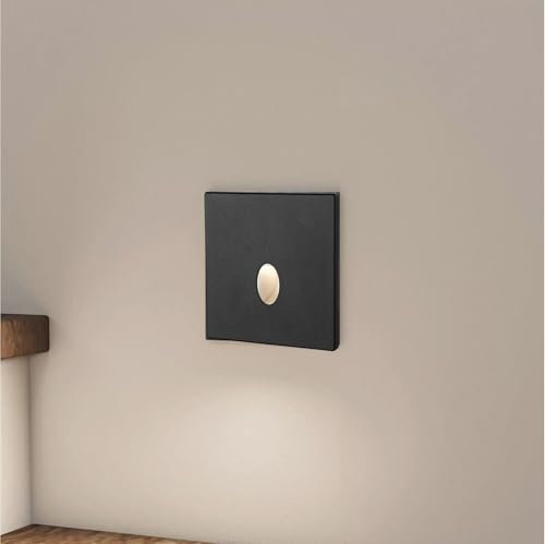 lambado® LED Treppenbeleuchtung Schwarz 1,5W | 230V Unterputz Treppenlicht Treppenbeleuchtung Innen | Wandeinbauleuchte Beleuchtung für Treppen | Treppenstufenbeleuchtung Blob