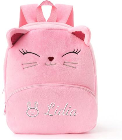 Genérico Mochila Personalizada Infantil con Nombre Bordado, Mochilita Suave de Peluche para Bebés, Mochila Escolar Niñas, Mochila Guarderia y de Viaje Bonita 31cmX25cm (Rosa)