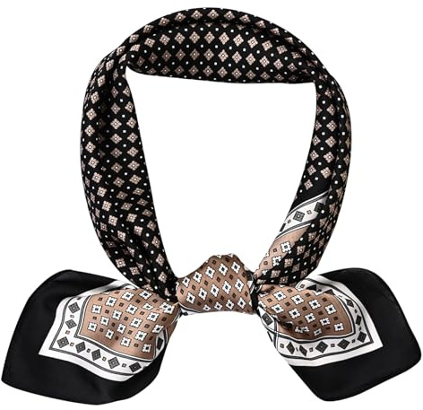 Mayoii Seiden-Bandana für Herren – Satin-Halstuch, quadratisches Halstuch, leichtes Mode-Accessoire für formelle, geschäftliche oder legere Kleidung, 70 x 70 cm, Schwarz , Einheitsgröße