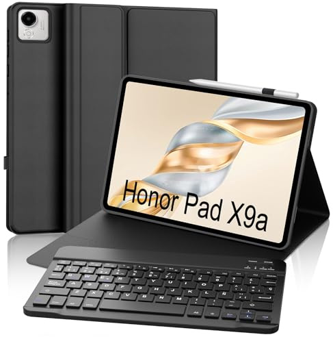 SENGBIRCH Funda con Teclado para Honor Pad X9a 11.5, Español Ñ Teclado QWERTY Diseño para Honor Pad X9a 2025 11.5 Pulgadas, Magneticamente Desmontable Keyboard, Negro