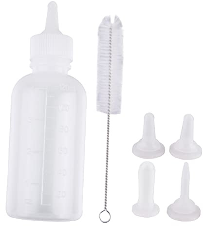 Gatuida 6pcs 120ml Pet Nursing Bottles Set Pacifiers and Cleaning Brushes, Plastic Pet Feeding Bottles for Puppies and Kittens, Suitable for Milk Feeding and Animal Care