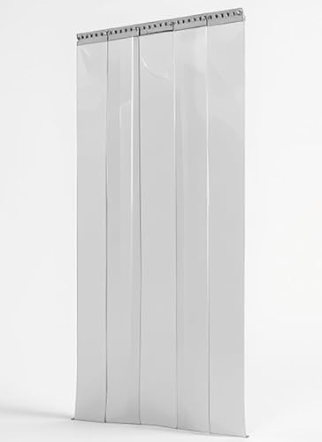 STALLBEDARF24® PVC-Streifenvorhang-Set 1,30 m – Kälte-, Wind- & Insektenschutz – 5 Streifen à 2,30 m x 30 cm x 3 mm – inkl. Edelstahlschiene & Pendelplatten – vormontiert & montagefertig