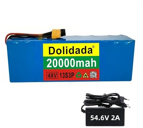 Batería De Bicicleta Eléctrica De 48V Y 20Ah, Batería De Litio 13S3P Recargable De Iones De Litio, Batería De Scooter Eléctrico con Protección BMS T