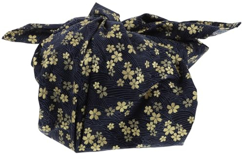 ULDIGI Paño para Envolver Bento Japonés de Algodón 70X70 CM Diseño de Flores de Cerezo Azul Tela Multiusos para Fiambrera y Embalaje de Cajas Adecuado para Obsequio y Uso Cotidiano