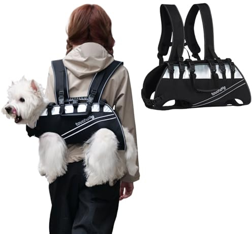 Dog Backpack Carrier for Large Dogs - Hands-Free Pet Travel Pack with 6-Point Safety System, Waterproof & Reflective Design for Motorcycle, Hiking, Surfing (Black, L)