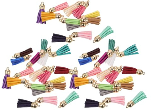 DECORNIJIA Selbstgemacht Leder Quasten 50 Stück Anhänger für Taschenanhänger und Schlüsselanhänger als Hängende Dekoration für Handtaschen Zufällige Farbe