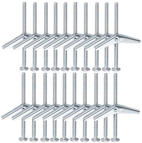 LOORGVEL Set 20 Pezzi Ancoraggi a Leva per Cartongesso in Metallo, Kit Dadi ad Alette per Oggetti Pesanti, Bulloni a Farfalla per Pareti Cave, Fissaggi Resistenti e Versatili per Montaggi