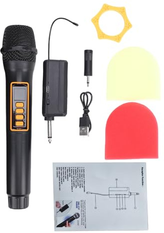 Yctze Micrófono Inalámbrico 2.4G, Micrófono para Karaoke de Canto, de Mano con Interfaz de Sonido de 6,35 Mm y Carga Tipo C, Ideal para Cine en Casa, Bodas y Fiestas (1 por 1)