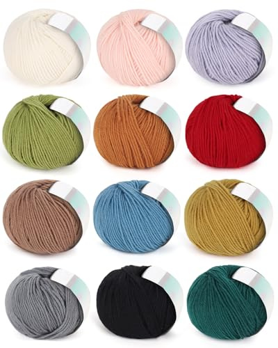 Coopay 600g Merinowolle zum Stricken, Merino Wolle zum Häkeln, Mehrfarbig