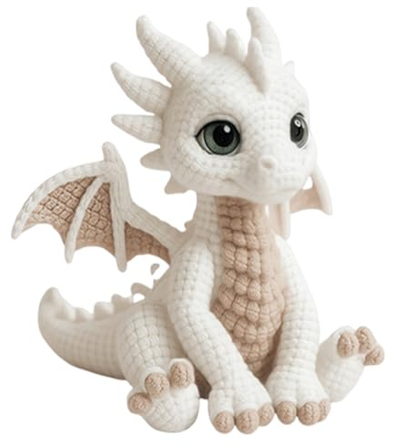 Aodejoy Drachen Häkelset für Anfänger Erwachsene, Häkelnadel Set für Anfänger, Anfänger-Strickset mit Schritt-für-Schritt-Anleitungen, Drachen Tiere Crochet Set für Geschenk Häkel Set-Weiß