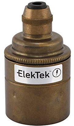 ElekTek ES E27 Cord Grip Pendant Lamp Bulb Holder With Plain Skirt Ideal for Vintage Filament Bulbs Antique Brass