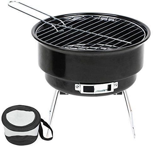 Cubo de madera para barbacoa de carbón. Cubo con parrilla de 25,4 cm de diámetro, para barbacoas en el jardín, terrazas, de camping, en festivales, picnic o fiestas