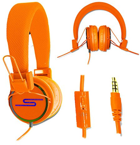 PH26 Casque Audio stéréo Orange Extra-Bass Clear Sound avec Fonction Micro + télécommande pour Bouygues Telecom BS 401 by