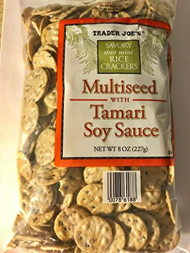 Trader Joe's Savory Thin Mini Rice Crackers Multi-seed with Tamari Soy Sauce GLUTEN FREE 8oz pack