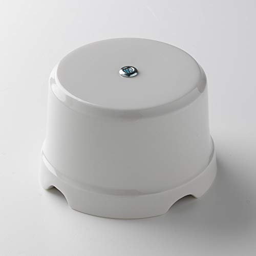 Klartext - Scatola di derivazione BELLE ÉPOQUE in stile vintage per installazione con cavo tessile, in pregiata porcellana artigianale, colore bianco lucido, Ø75mm