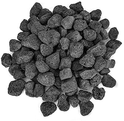 Stanbroil Gránulos de roca de lava negra de 10 libras, paisajismo decorativo para cuencos de fuego, hogueras, juegos de troncos de gas, chimeneas interiores o exteriores