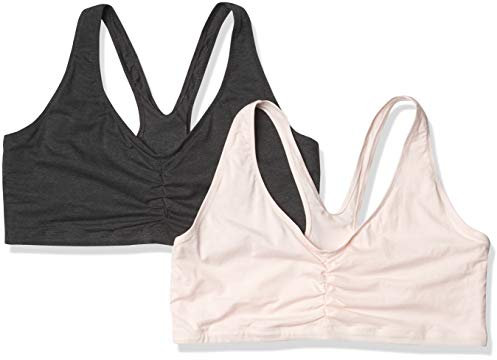 Hanes Women's Cooling Comfort Wireless Bralette Pack, X-Temp Wirefree Racerback Bra, 2-Pack, Opaque, Light Buff/Gravel Grey Heather, S (Pack of 2)