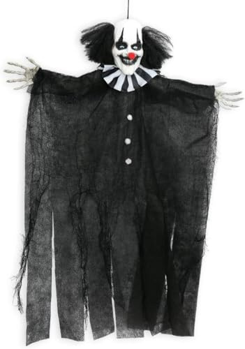 KarnevalsTeufel.de Horror-Clown Hängedeko Halloween Dekoration gruselig Monster Deko zum Aufhängen (Schwarz)