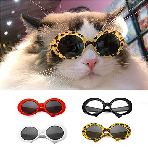 CheeseandU 4Pairs Funny Cute Dog Cat Fashion Sunglasses Alien Camo Retro Eye-wear Protection Puppy Cat Summer Beach Glasses Pet Photos Props for Small Dog Cat