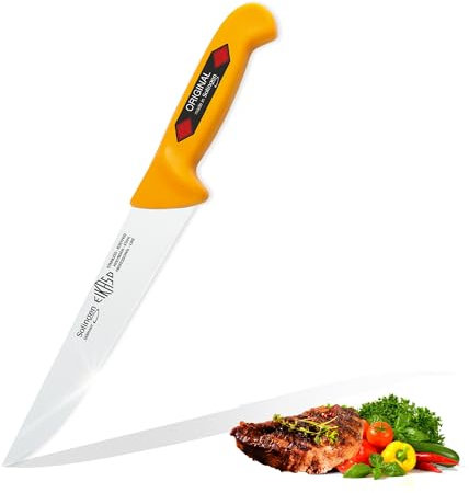 Solingen Eikaso Profi Messer (Stechmesser 23 cm gelb), geeignet als Metzgermesser, Fleischermesser, Schlachtermesser, Ausbeinmesser & Kochmesser