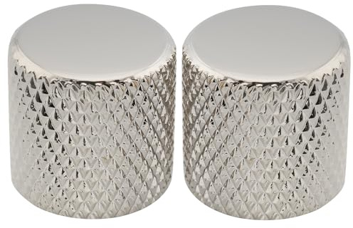 Musiclily Pro Zoll Gitarre Dome Potiknöpfe Flache Oberfläche Nickel 2 Stück | 24 Zähne,Stahl,für USA E-Gitarre oder Bass