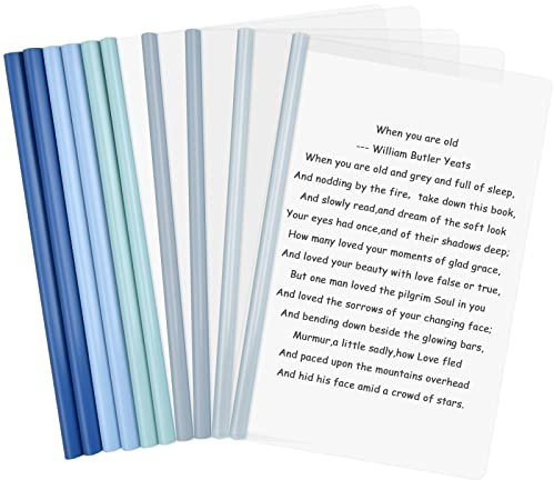 10 Pcs A4 Plastique Couvertures de Rapport avec Barre Coulissante, A4 Organisateur Binder Couverture D'affichage, Chemise de Fichier Reliure Présentation Dossier pour Bureau École Accueil (Foncé)