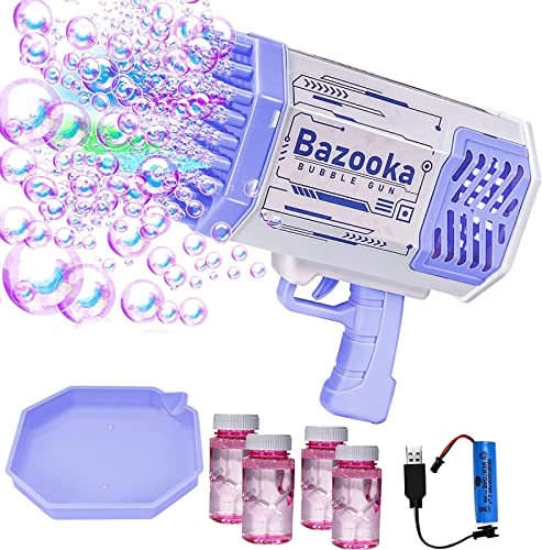 Pistola per bolle di sapone, 69 fori, macchina per bolle di sapone per bambini, con 4 bottiglie di liquido per bolle di sapone, giocattolo per adulti, bambini, giochi e feste all'aperto