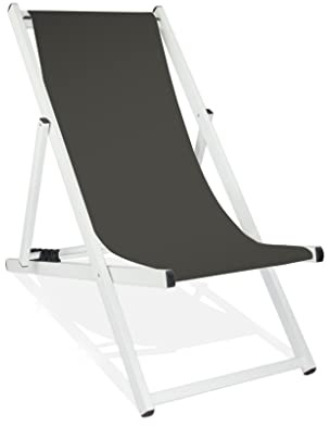 MultiBrands Liegestuhl, klappbar, Aluminium, Sitzbezug, weiß lackiert (Anthrazit)