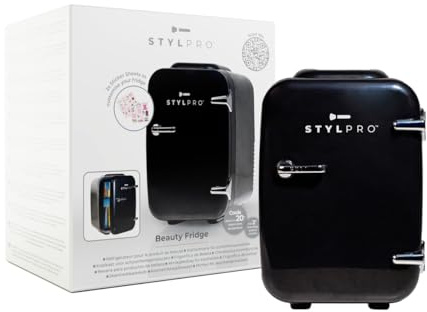 StylPro mini skönhetskylskåp svart – 4 l hudvårdskylskåp för serum, krämer, masker och nagellack – kyl- och uppvärmningslägen – tyst, kompakt, ekoförpackning – perfekt sminkorganisatör