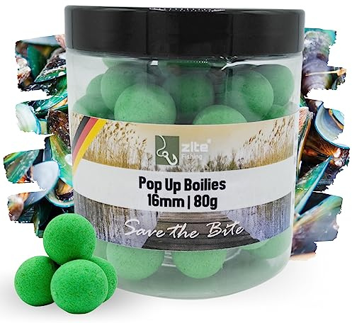 Zite Fishing Pop-Up Boilies Karpfen-Angeln 16mm - Optimale Auftriebseigenschaften & Hochfängige Aromen - Amino Karpfen Boilies/Pop Ups Karpfen-Köder für alle Pop-Up Montagen geeignet - 80g in Dose