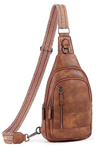 CLUCI Crossbody Bag Bauchtasche, umhängetasche Damen Herren, PU Leder Brusttasche, Klein Schultertasche für Reisen,Braun