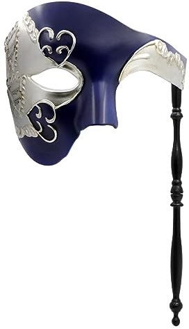 Thmyo Laser Cut Metal Venetian Halloween Mardi Gras Party Mask with Holding Stick, Venetian Carnival Metal Rhinestone Masquerade Mask for Women