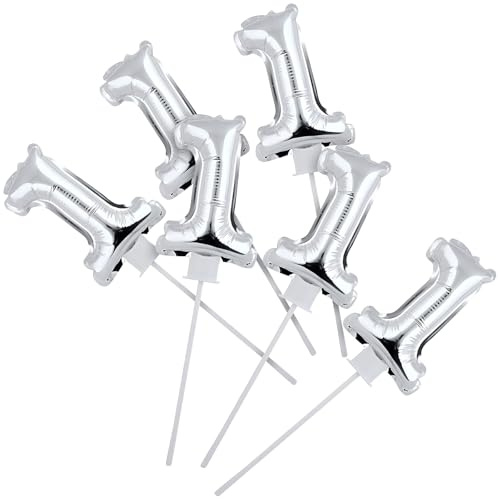 Fun Express Self-Inflating Silver Number 1 6 Mylar Balloons – 6 Pc