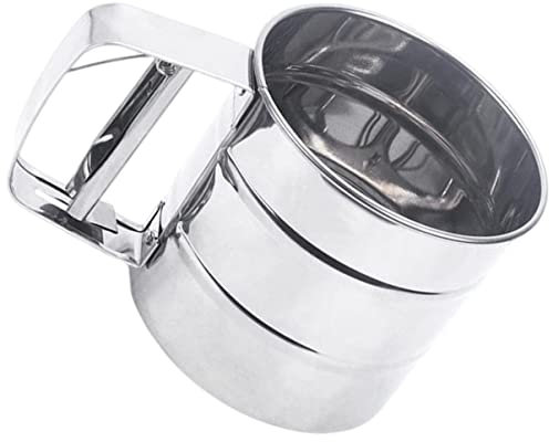 BESTonZON 1stück Handdruck Mehl-siebbecher Aus Edelstahl Praktisches Backwerkzeug Für Kuchen Und Gebäck Für Senioren Und Hobbybäcker Mit Klaren Kapazitätsmarkierungen