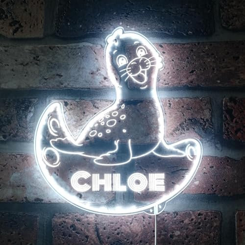 ADVPRO Name, personalisierbares LED-Schild, Motiv: Seelöwe, RGB-dynamisch, glamourös, Schnittform, intelligente 3D-Wanddekoration, mehrfarbige dynamische Beleuchtung, st06s22-fnd-p0024-tm