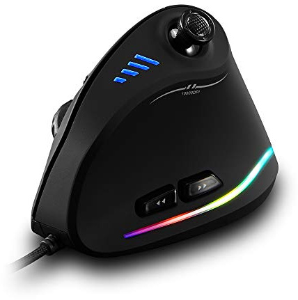 YIWENG Souris de Jeu Optique,Souris de Jeu Filaire Verticale C-18 11 Boutons programmables Ceinture RVB 10000DPI réglable Mémoire embarquée 128 KO Mémoire embarquée