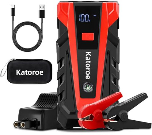 KATOROE 4000A Starthilfe Powerbank Auto Batterie Booster, Starthilfe Auto SUV/Motorrad, Starthilfegerät mit LED Taschenlampe, Powerbank Starter für 9.0L Benzin und 7.0L Diesel (Jump Starter-011)
