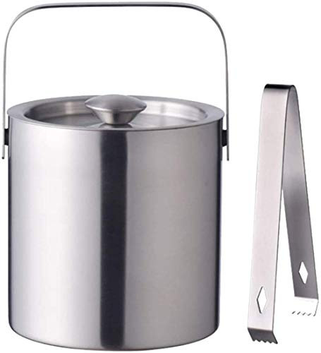 ALEjon Collic 1300 ml Eiskübel für Gefrierschrank, Eiswürfelbehälter aus Edelstahl, Getränkebehälter mit Deckel und Zange für Partybar und Getränke, Eiskübel