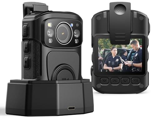 BOBLOV B4K5 4K Body Wearn Camera, Body Camera Con Large 3400mAh per 11Hrs Video Recording, Inter 128GB Camcorder Con Visione Notturna, Dock di ricarica, per camminare, viaggiare, forze dell'ordine