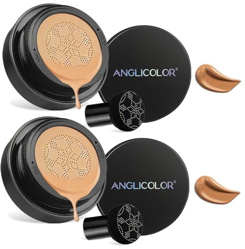 Anglicolor 2PC Pilz Luftkissen CC Creme,Moisturising BB Creme Cushion Foundation Cover Concealer Liquid Foundation Volldeckendes Make-Up Langlebig Und Wasserfes (#05 Sand, 30ml)