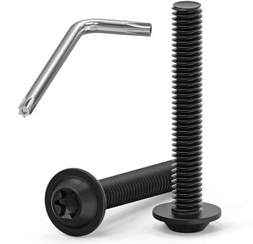 20 Stück M6x40mm Linsenkopfschrauben Schwarz, M6 Schrauben mit Flansch, A2 V2A Edelstahl Schrauben Torx, Flanschschrauben Maschinenschrauben Vollgewinde mit Torx Schlüssel für Möbel Verbindungs