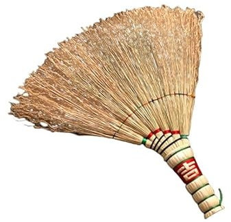 Hrlace Mini Rice Straw Broom Small Natural Broom with Nylon Thread Woven Hand Brush Broom Brush Sweeping Brush for Sweeping Dirt Dust 100% Handmade, 1 Piece Section 1, 30 cm