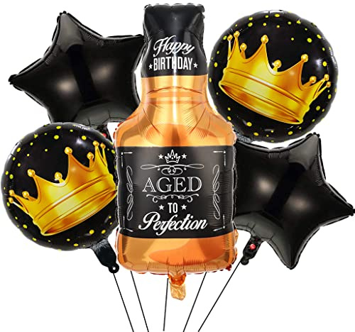 Feelairy Folienballon Whiskey Deko, 5 Stück Luftballon Weinflasche Sektflasche Riesen Helium Ballons Bier Flasche Luftballons Happy Birthday Deko für Geburtstagsdeko Frauen Mann Party Deko