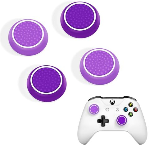 DLseego Thumb Stick Grip Caps für PS4 PS5 Xbox Controller,Silikon 4PCS Thumbstick Grips Dots Studded Design Joystick Controller Thumb Grip Cap Covers,Purple