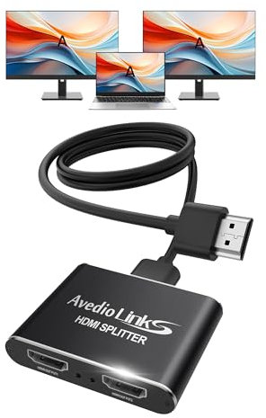 avedio links HDMI Splitter with 4 ft HDMI Cable, 4K@60Hz Hdmi Splitter 1 in 2 Out Gleichzeitig, 1 in 2 Out hdmi Verteiler for Dual Monitors Mirror Only (Not Extended)