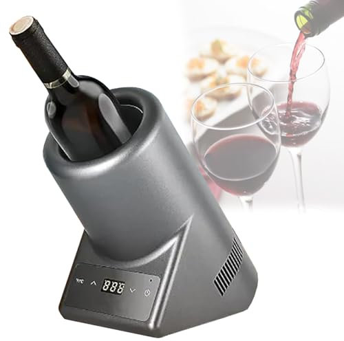 Elektrischer Weinkühler, Weinkühler ohne Eis, tragbarer Weinflaschenkühler für Wein und etwas Champagner, Weinzubehör aus Edelstahl für Küche, Bar und Wohnmobil für Weinliebhaber,Silver